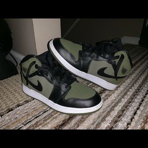 Jordan 1 Mid Olive Green and Black